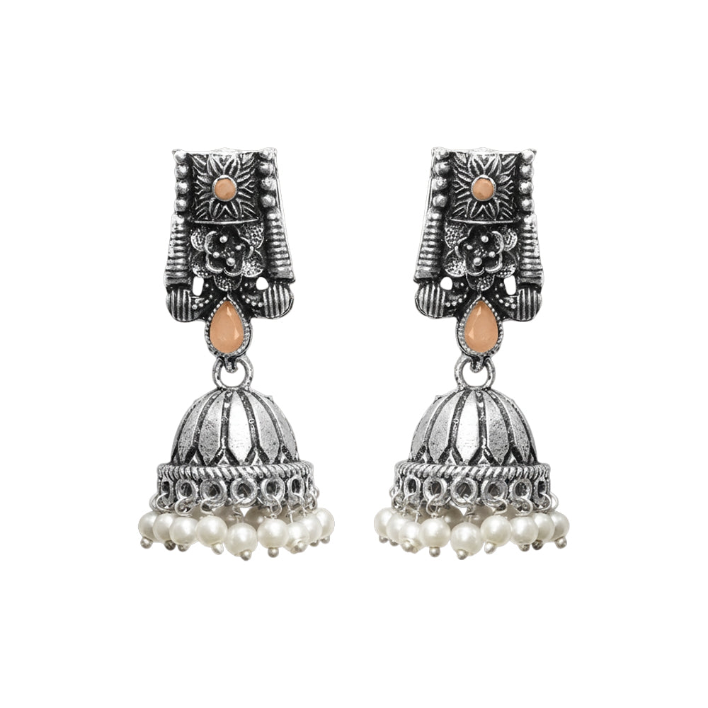 Temple bells jhumki earrings (Light Orange)
