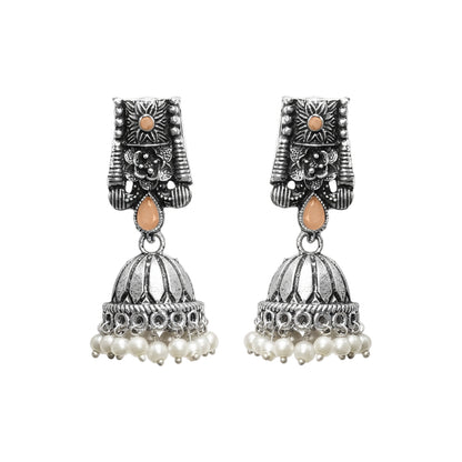 Temple bells jhumki earrings (Light Orange)
