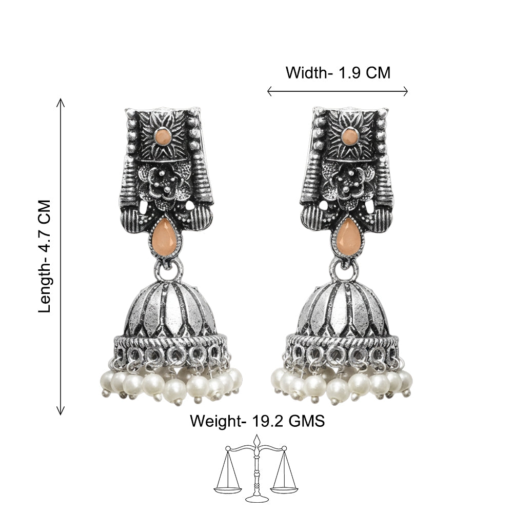 Temple bells jhumki earrings (Light Orange)