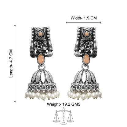 Temple bells jhumki earrings (Light Orange)