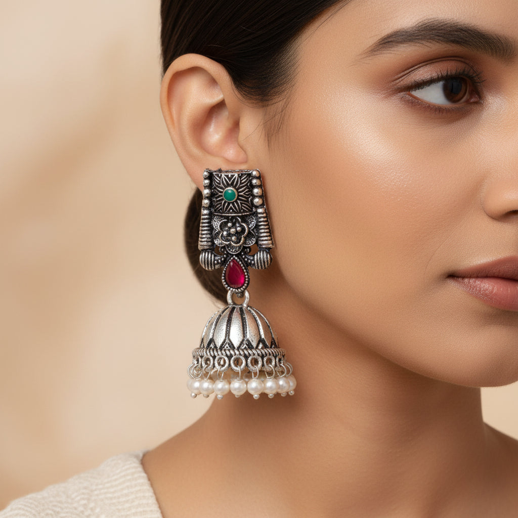 Temple bells jhumki earrings (Multicolored)