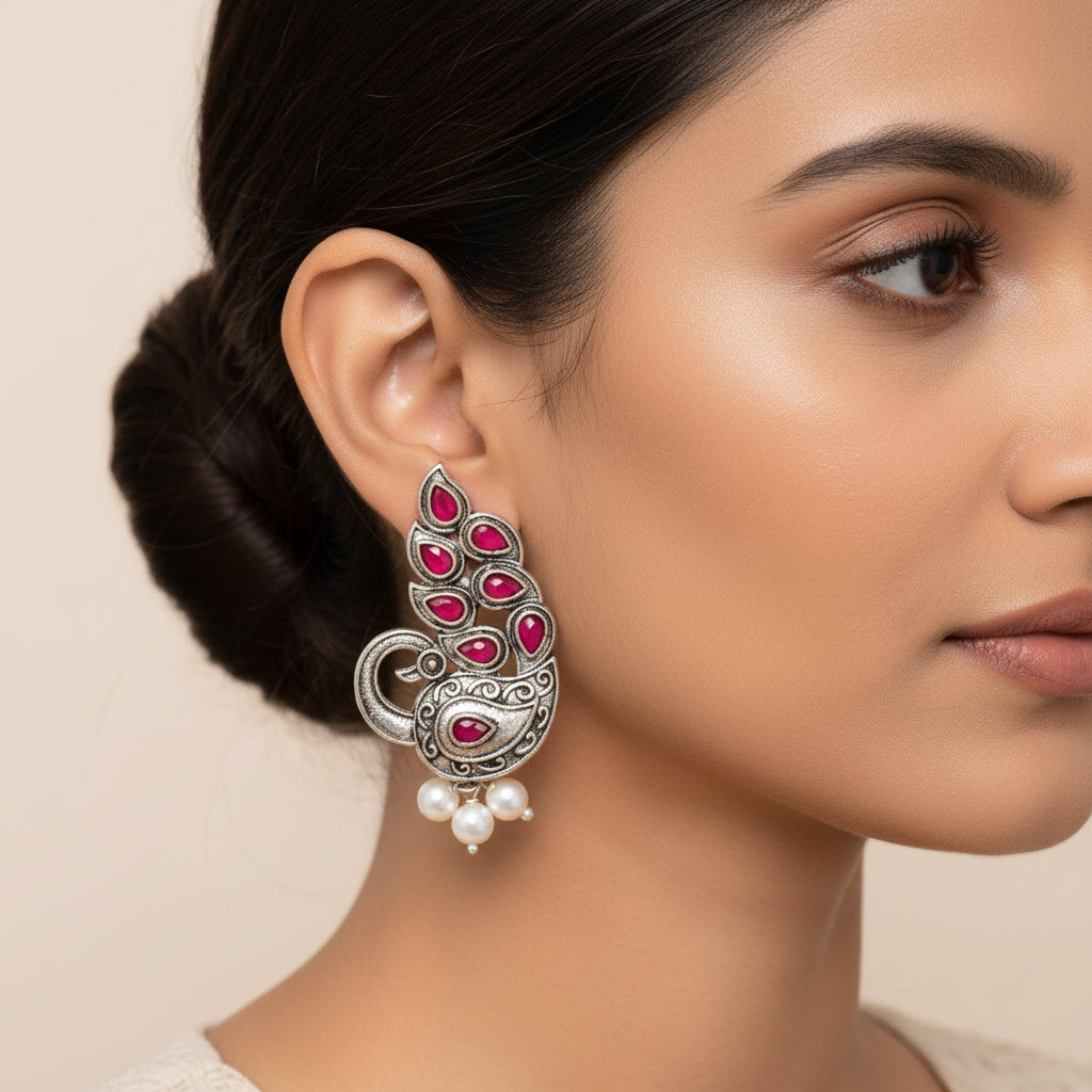 Morpankh pretty stud earrings (Red)