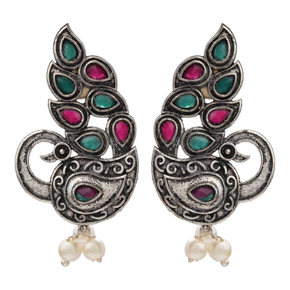 StylishKudi Oxidised Silver Earrings&Chandbali Earrings ComboSet for Women&girl