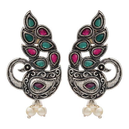 StylishKudi Oxidised Silver Earrings&Chandbali Earrings ComboSet for Women&girl