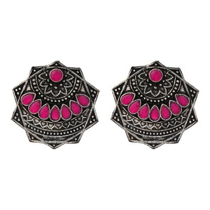 Mandala Hexa stud earrings (Red)