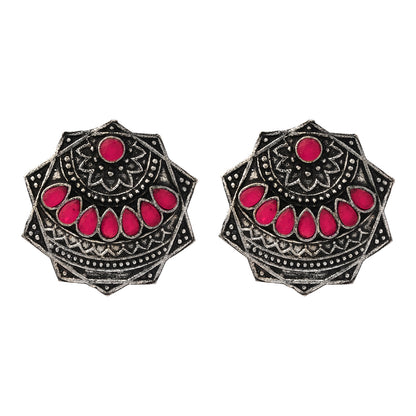 Mandala Hexa stud earrings (Red)