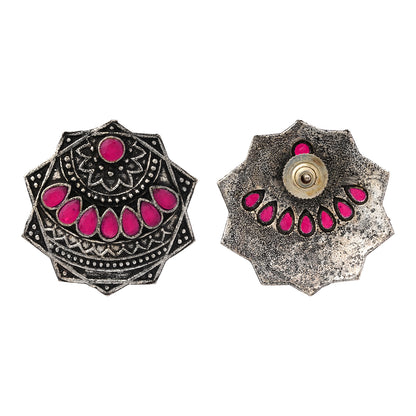 Mandala Hexa stud earrings (Red)