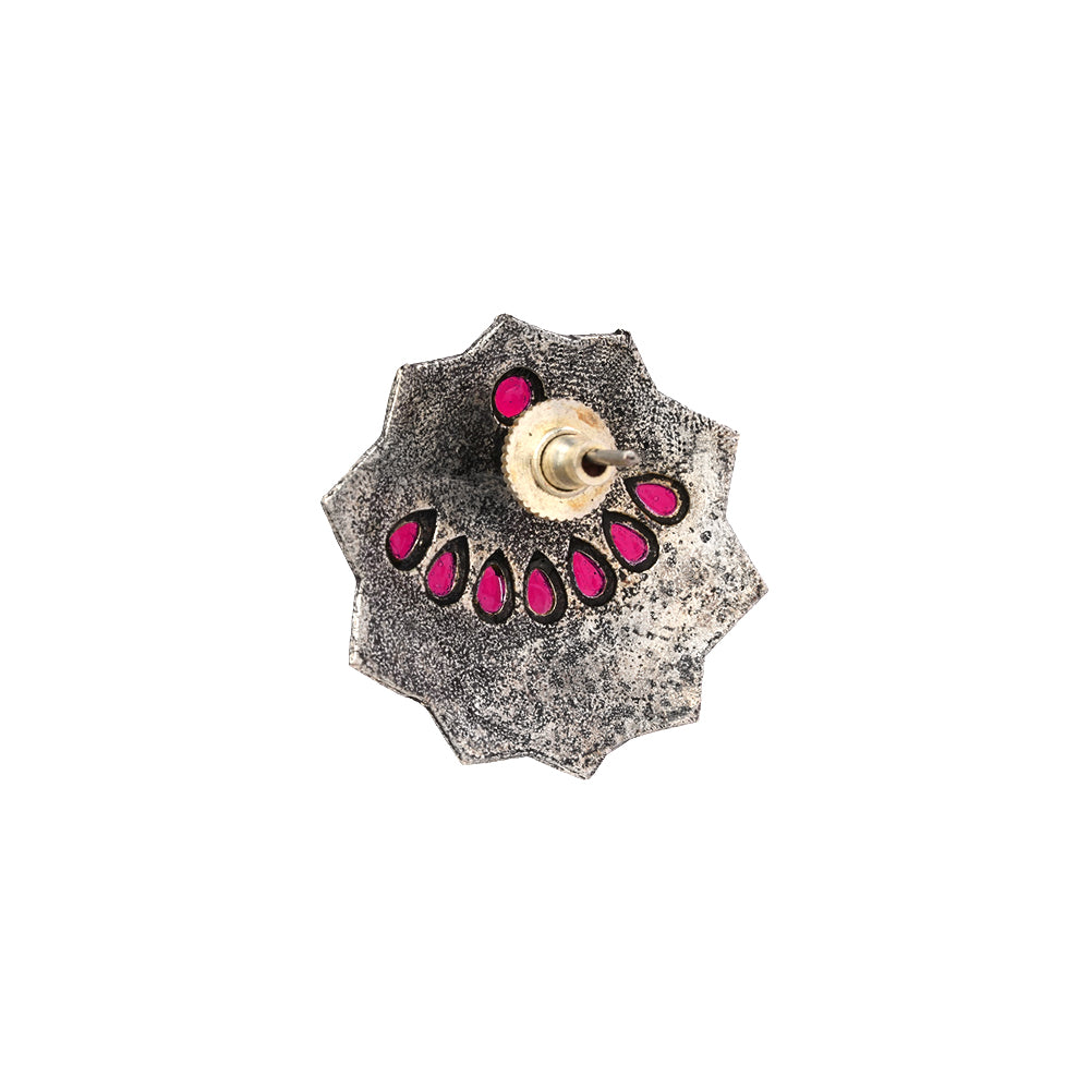 Mandala Hexa stud earrings (Red)