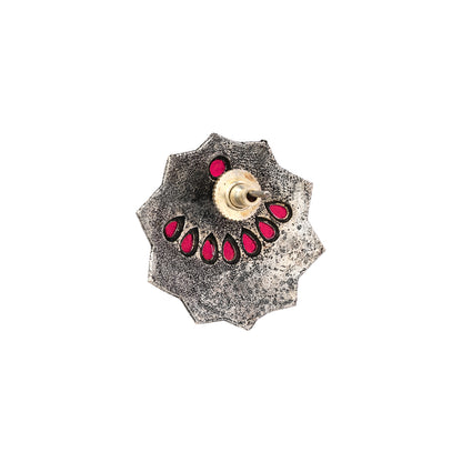 Mandala Hexa stud earrings (Red)