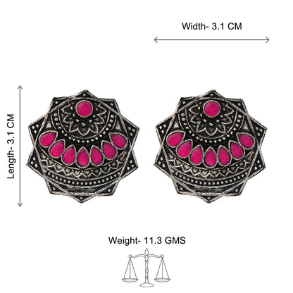 Mandala Hexa stud earrings (Red)