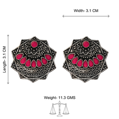 Mandala Hexa stud earrings (Red)