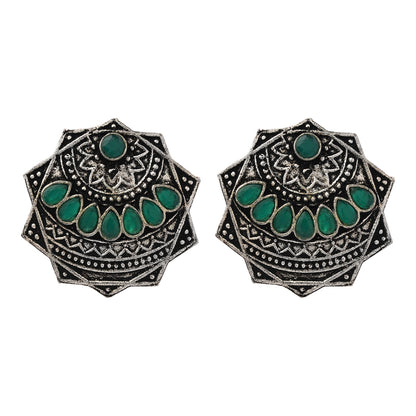 Mandala Hexa stud earrings (Green)
