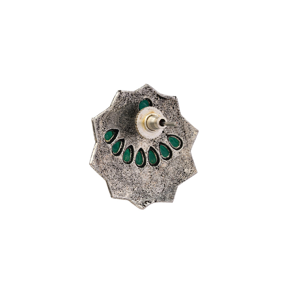 Mandala Hexa stud earrings (Green)