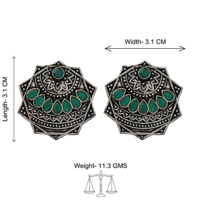 Mandala Hexa stud earrings (Green)