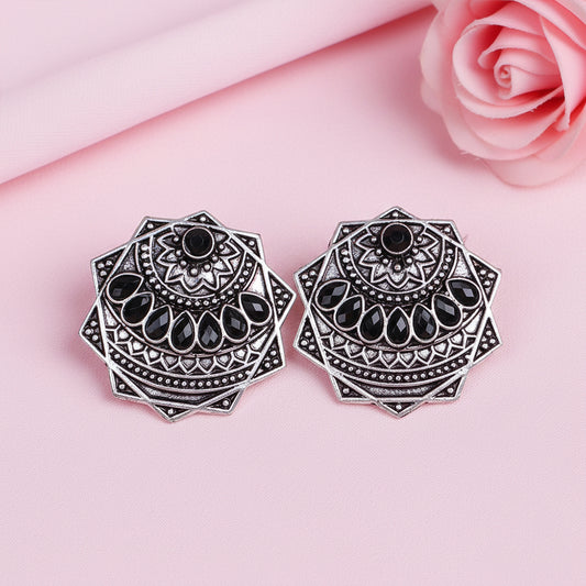 Mandala Hexa stud earrings (Black)