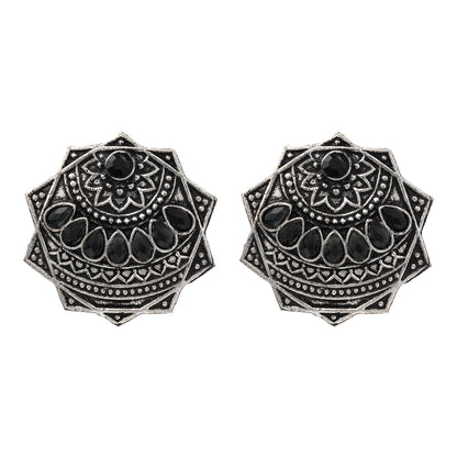 Mandala Hexa stud earrings (Black)