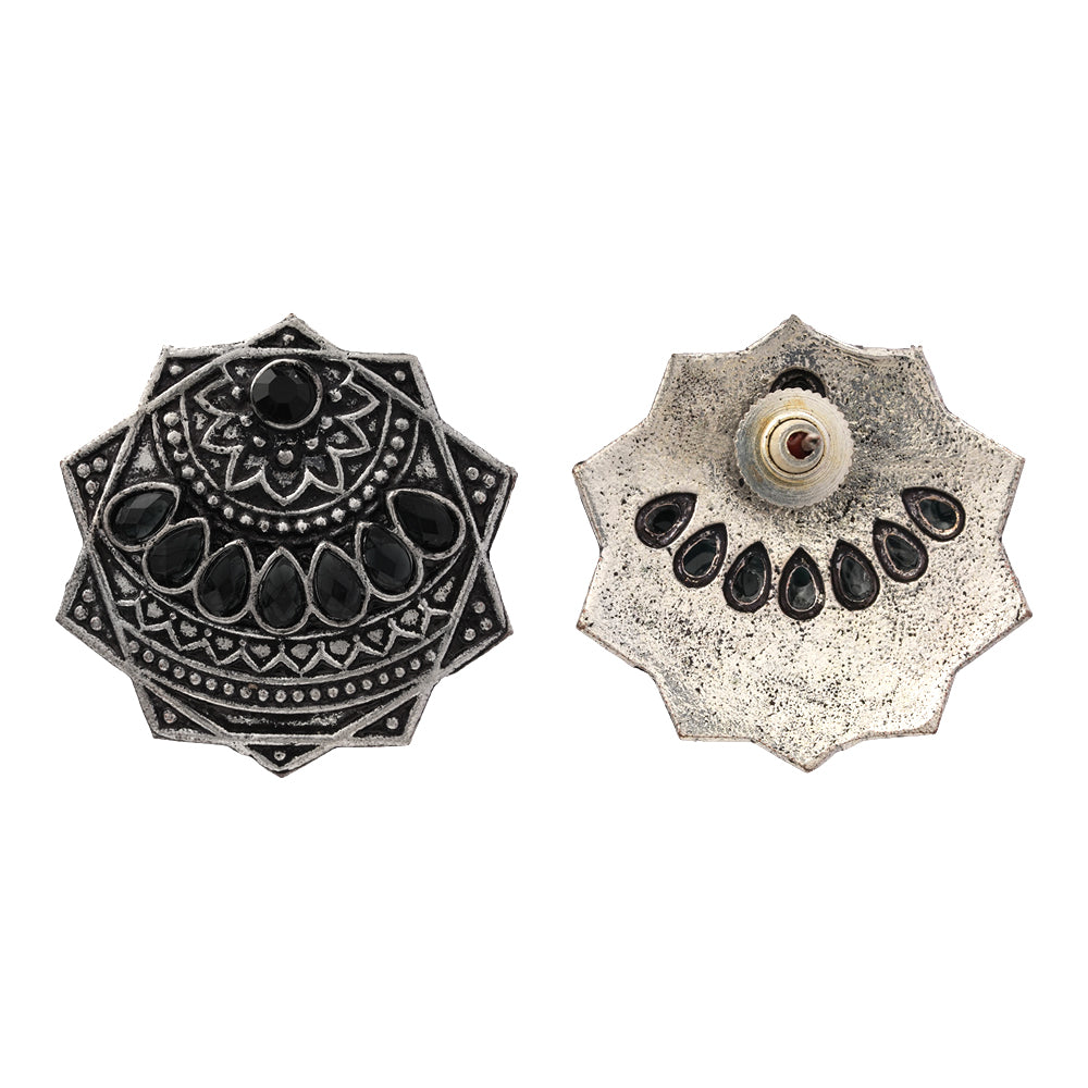 Mandala Hexa stud earrings (Black)