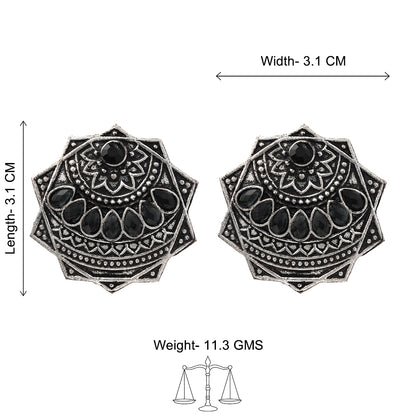 Mandala Hexa stud earrings (Black)