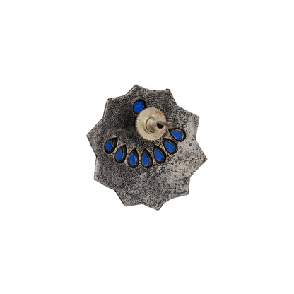 Mandala Hexa stud earrings (Blue)