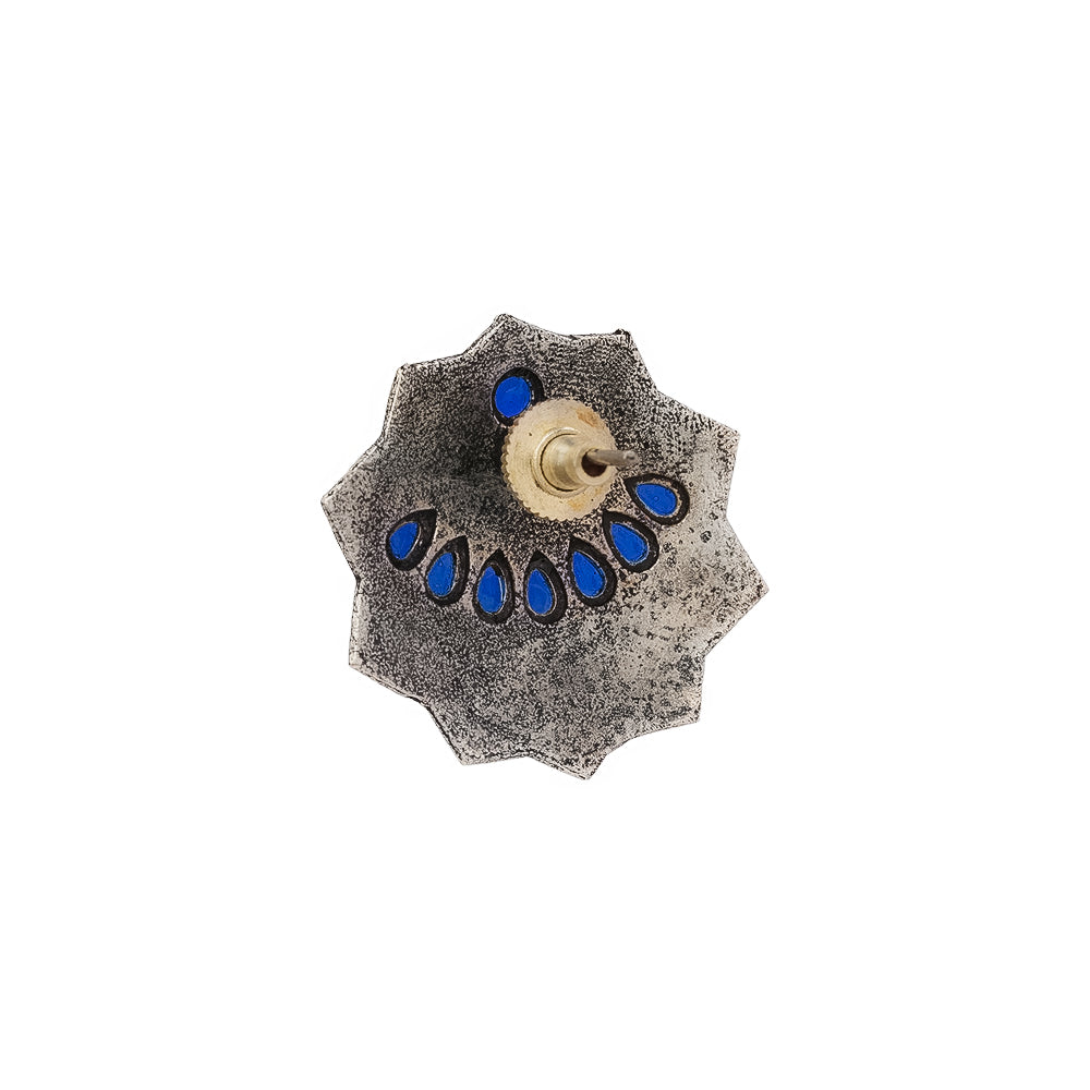 Mandala Hexa stud earrings (Blue)
