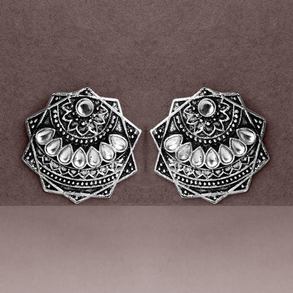 Mandala Hexa stud earrings (White)
