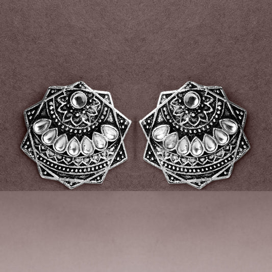 Mandala Hexa stud earrings (White)