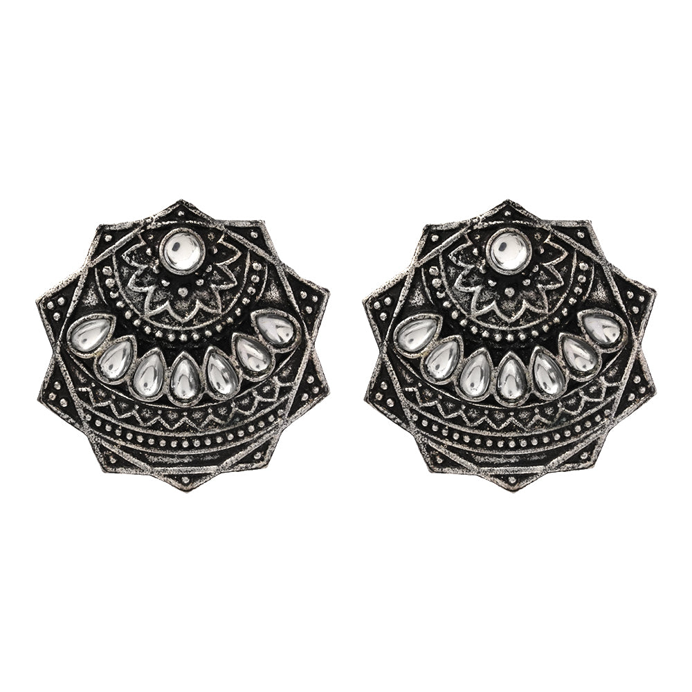 Mandala Hexa stud earrings (White)