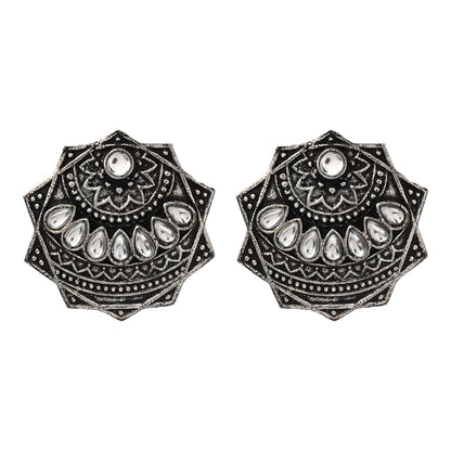 Mandala Hexa stud earrings (White)