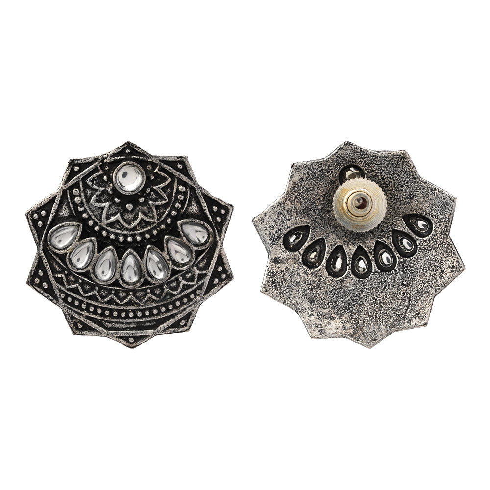 Mandala Hexa stud earrings (White)