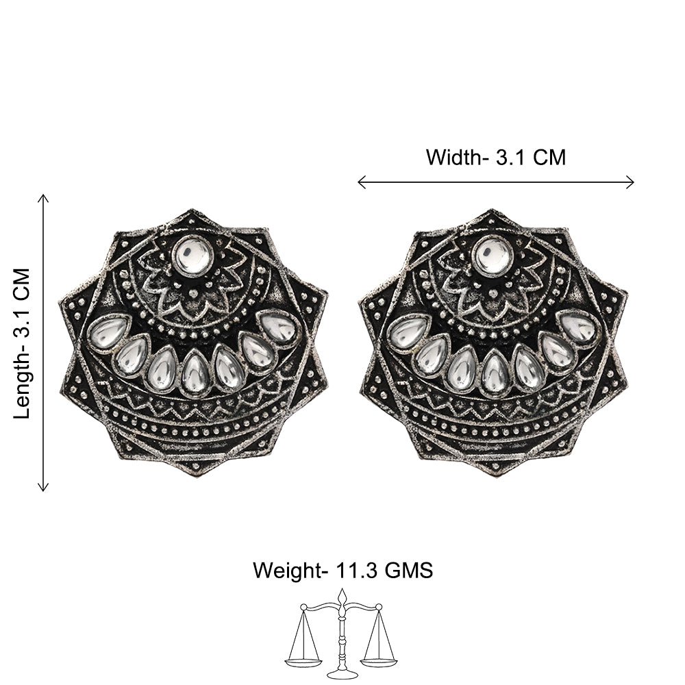 Mandala Hexa stud earrings (White)