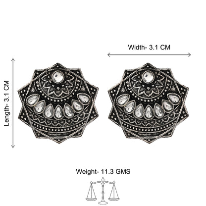 Mandala Hexa stud earrings (White)