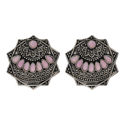 Mandala Hexa stud earrings (Baby Pink)