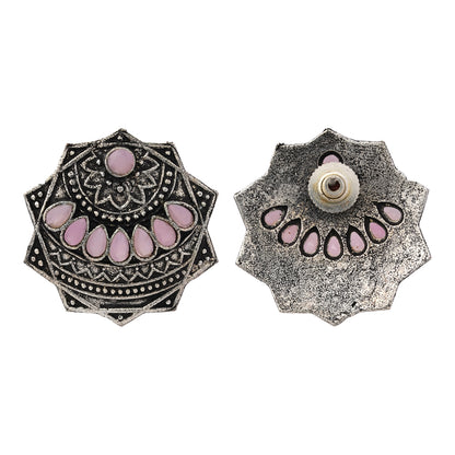 Mandala Hexa stud earrings (Baby Pink)