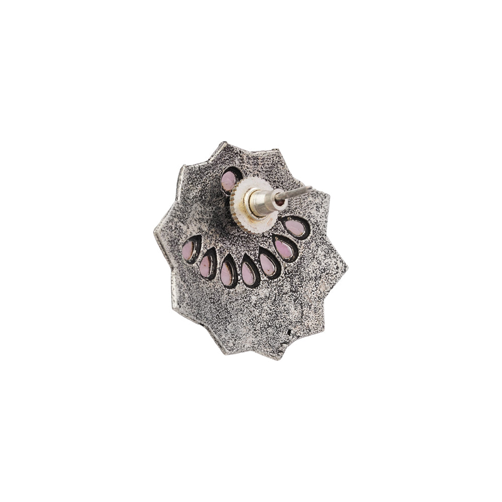 Mandala Hexa stud earrings (Baby Pink)