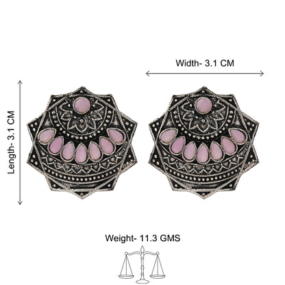 Mandala Hexa stud earrings (Baby Pink)