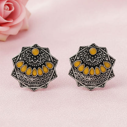Mandala Hexa stud earrings (Yellow)
