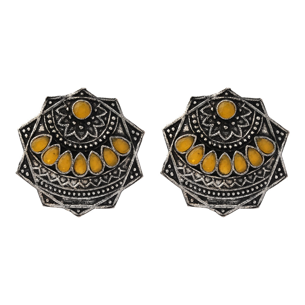 Mandala Hexa stud earrings (Yellow)