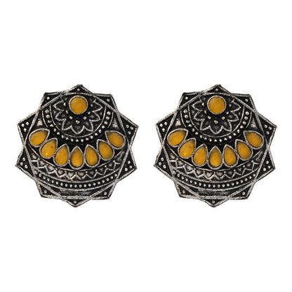 Mandala Hexa stud earrings (Yellow)