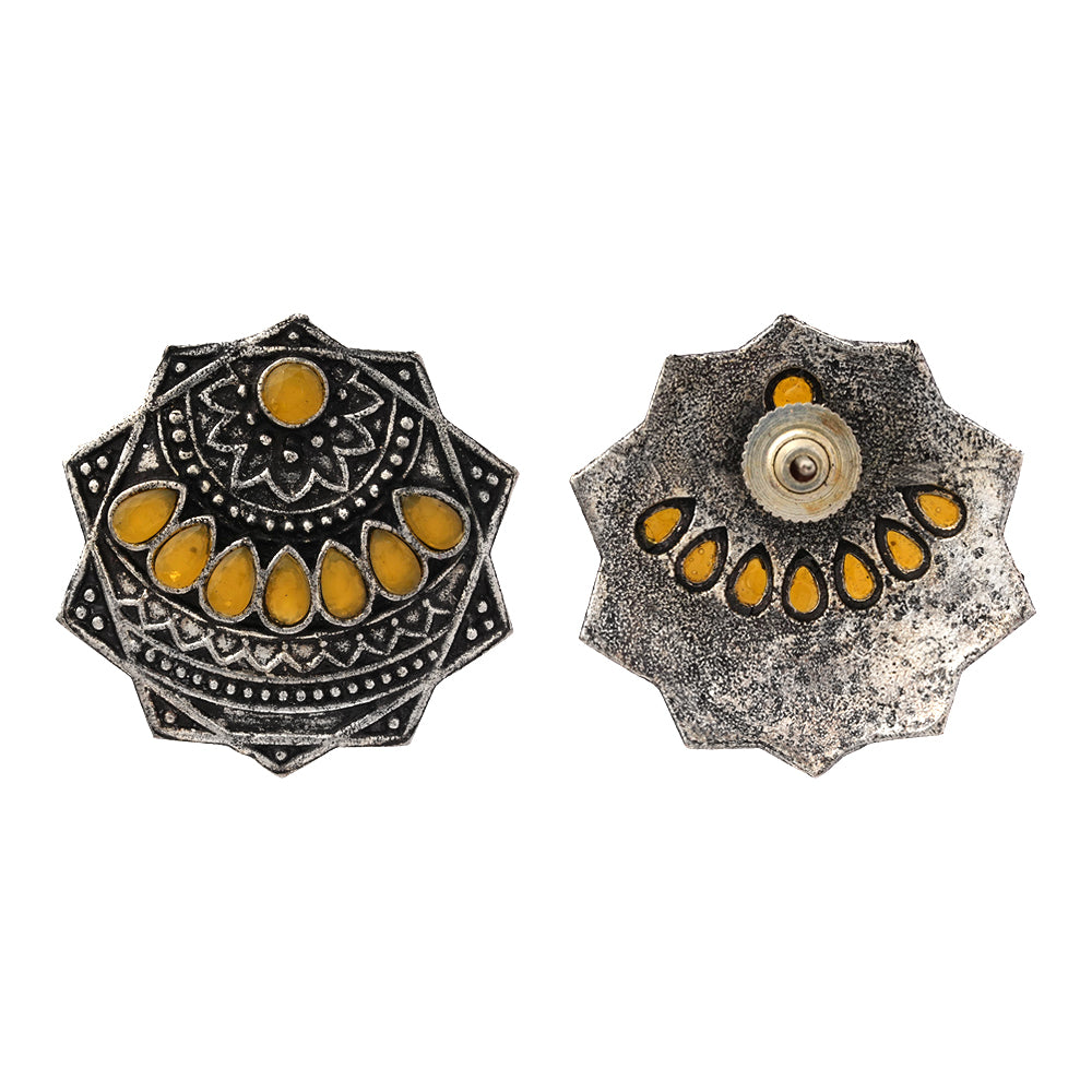 Mandala Hexa stud earrings (Yellow)