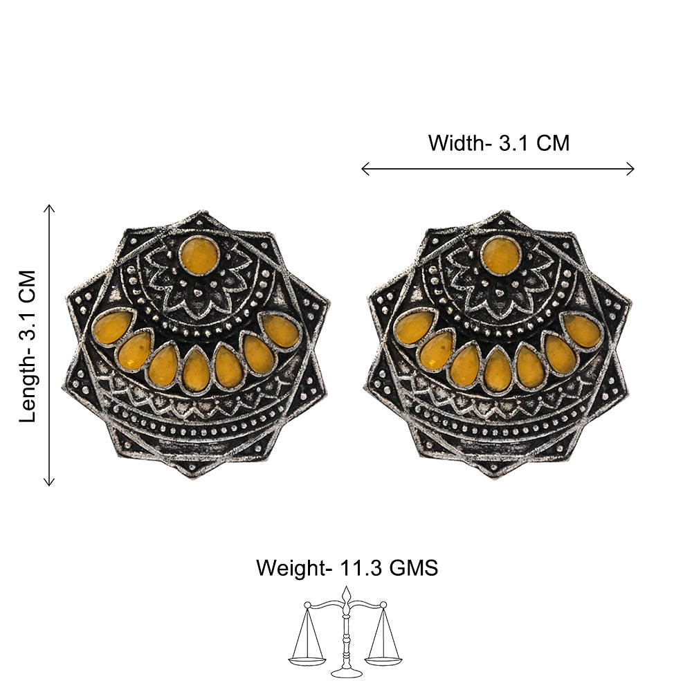Mandala Hexa stud earrings (Yellow)