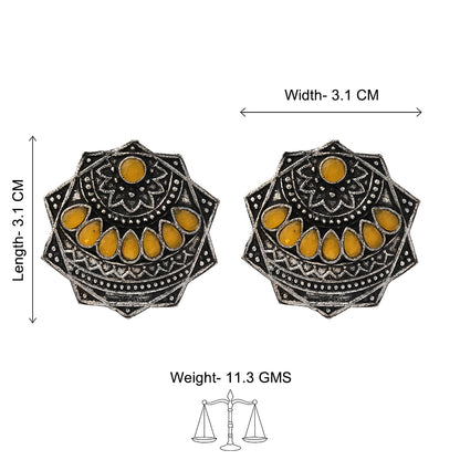 Mandala Hexa stud earrings (Yellow)