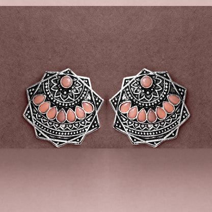 Mandala Hexa stud earrings (Light Orange)