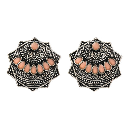 Mandala Hexa stud earrings (Light Orange)