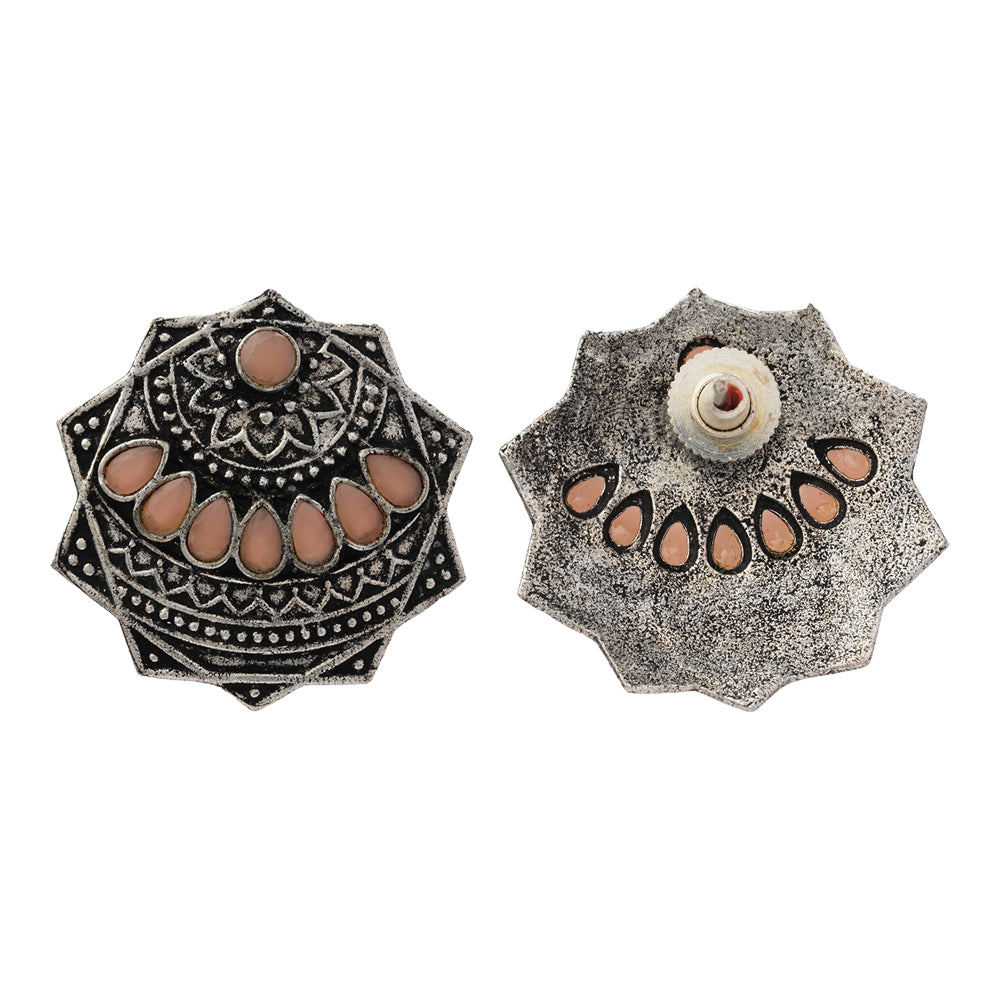 Mandala Hexa stud earrings (Light Orange)
