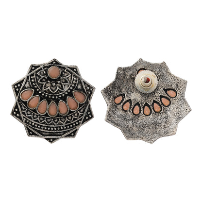 Mandala Hexa stud earrings (Light Orange)