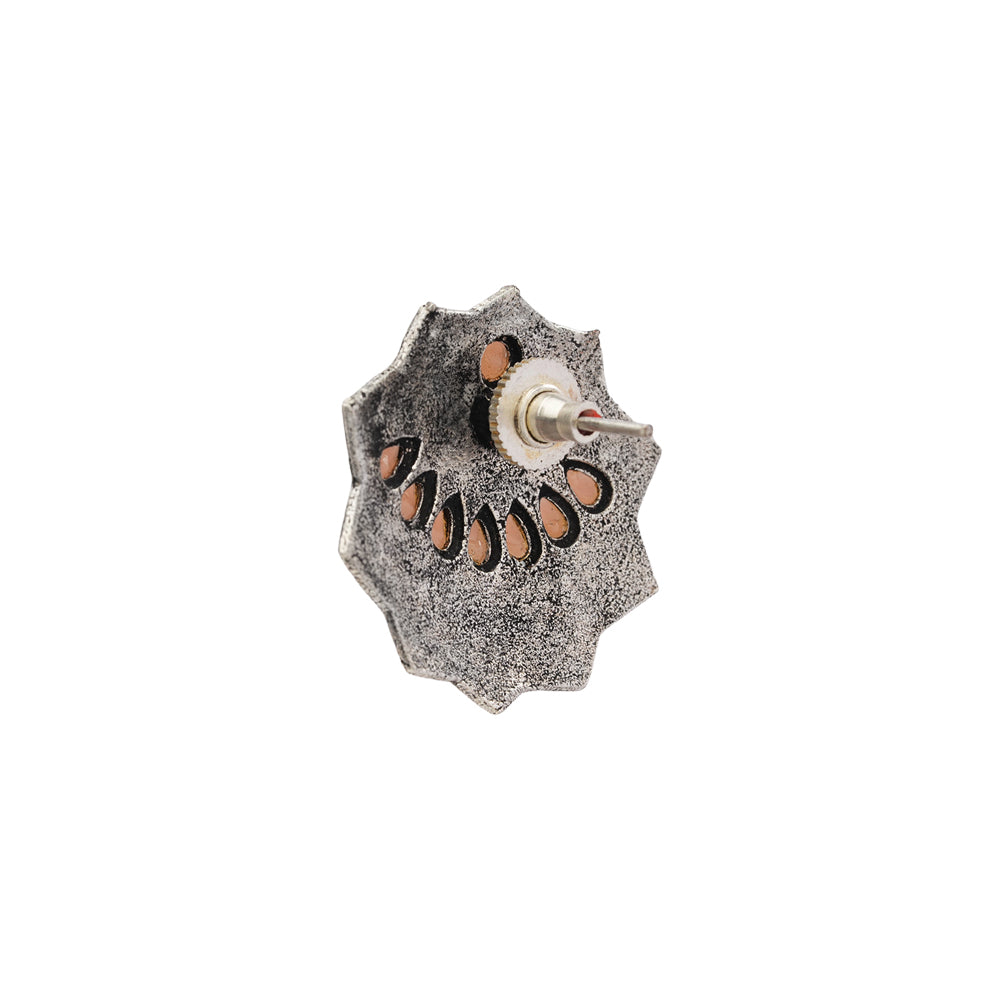 Mandala Hexa stud earrings (Light Orange)