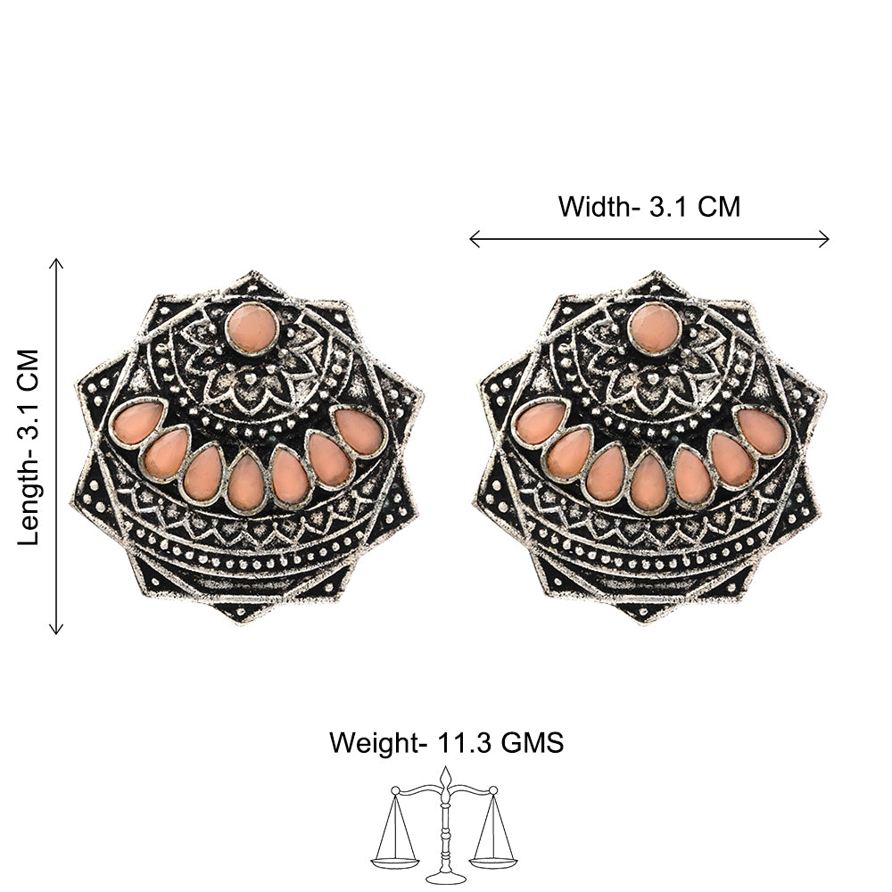 Mandala Hexa stud earrings (Light Orange)