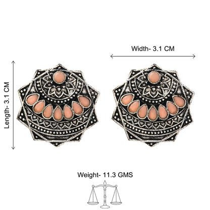 Mandala Hexa stud earrings (Light Orange)