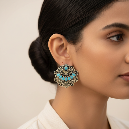 Mandala Hexa stud earrings (Mint)