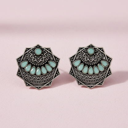 Mandala Hexa stud earrings (Mint)